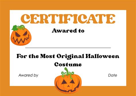 halloween certificate of participation template
